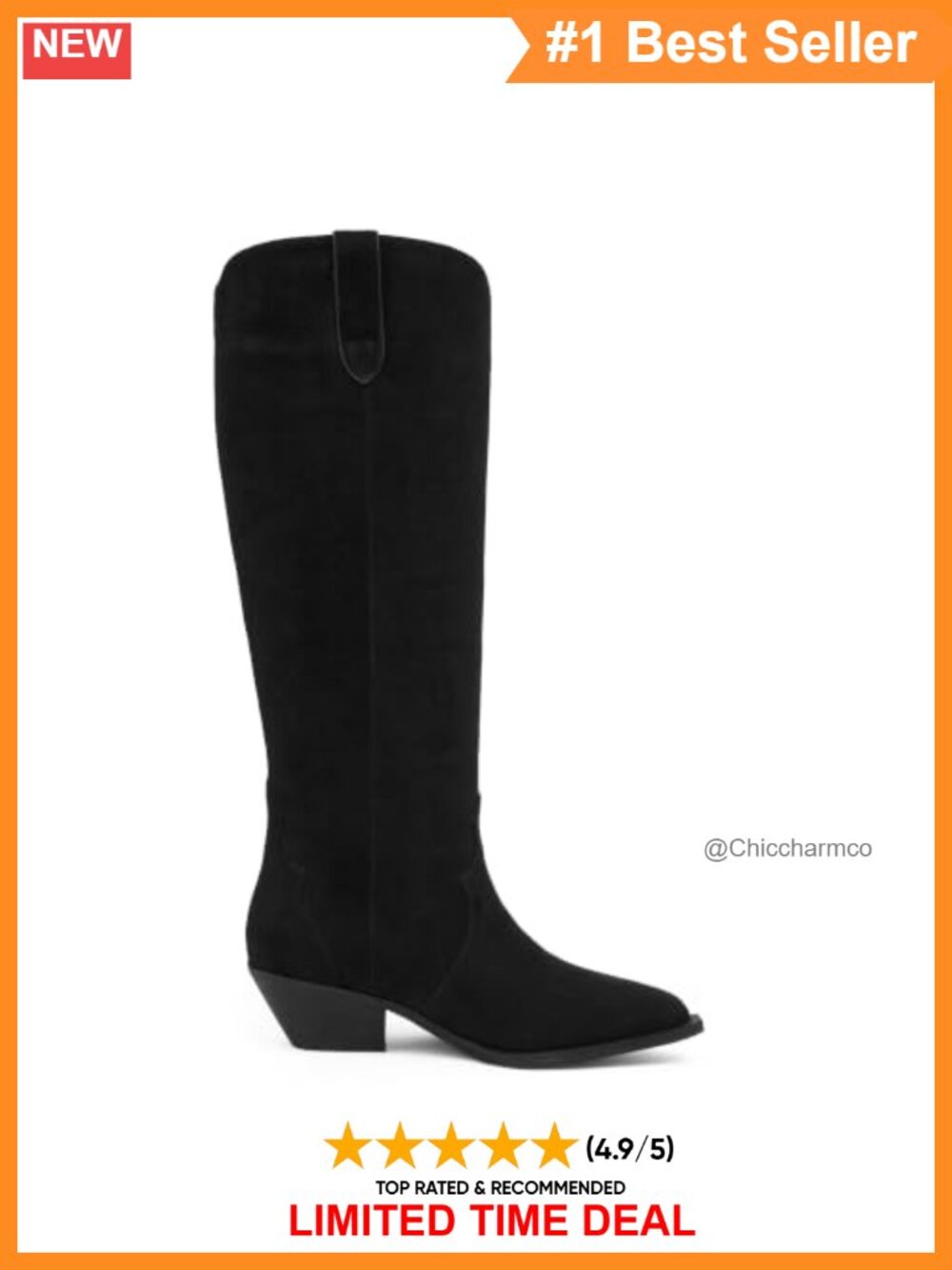 Knee-High Faux Suede Boots Block Heel Pull-On Tall Boots